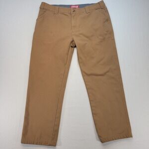 Coleman Fleece Lined Canvas Pants Mens 38x32 Brown Work Utility